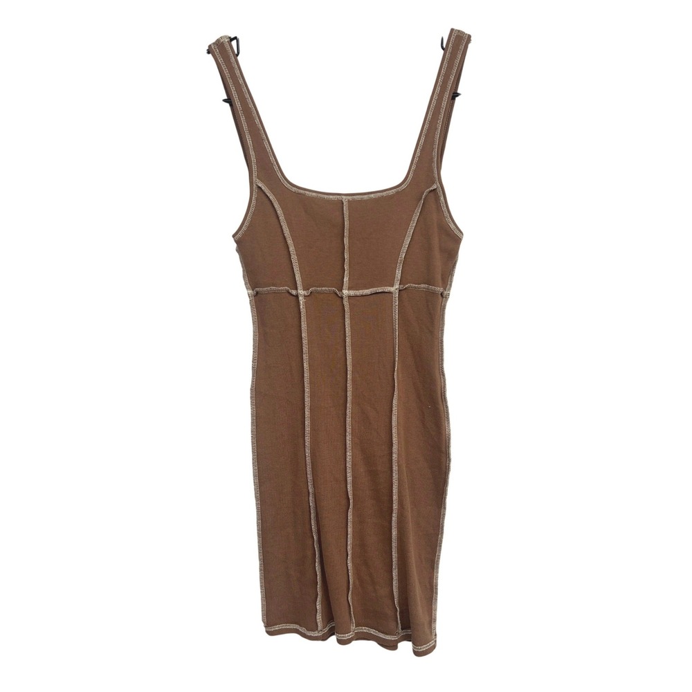 Full Tilt Exposed Seam Bodycon Mini Dress XS Brown Grunge Cyber Y2K Streetwear